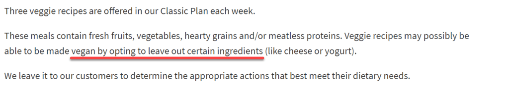 hellofresh vegan option